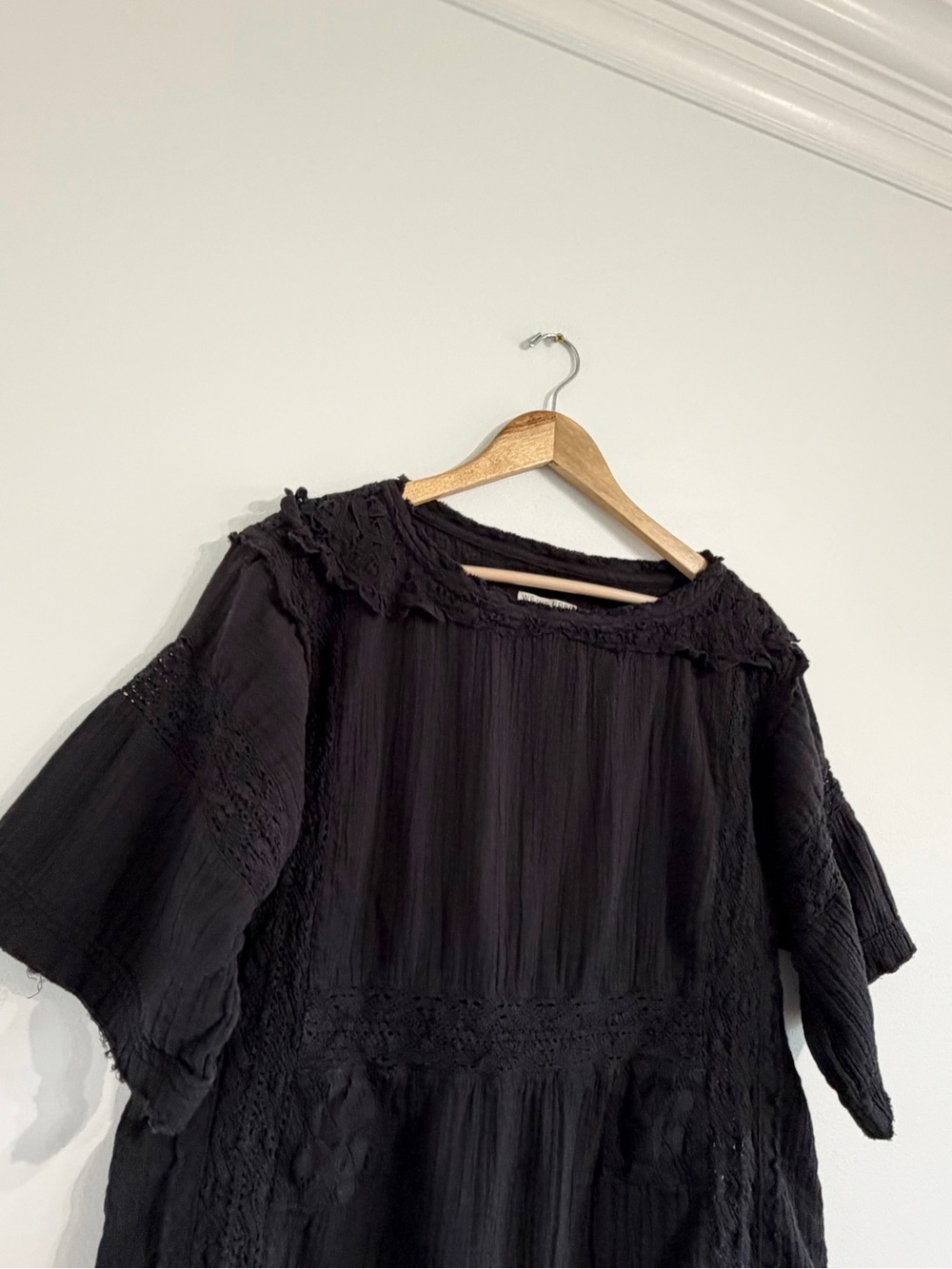 Free People Rustic Romance Top black crochet bohemian top tunic - Picture 5 of 12